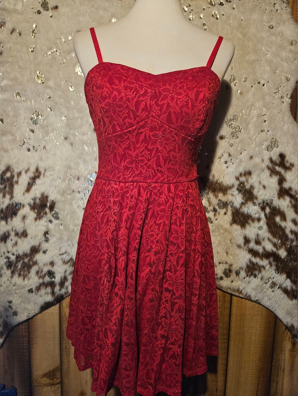 Lily Rose Red Lace Spaghetti Strap Dress